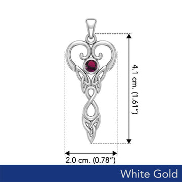 Celtic Infinity Goddess with Birthstone Solid White Gold Pendant WPD5960 - Jewelry